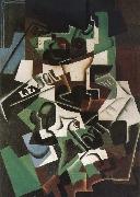 Juan Gris Fruit dish pipo and newspaper oil painting on canvas